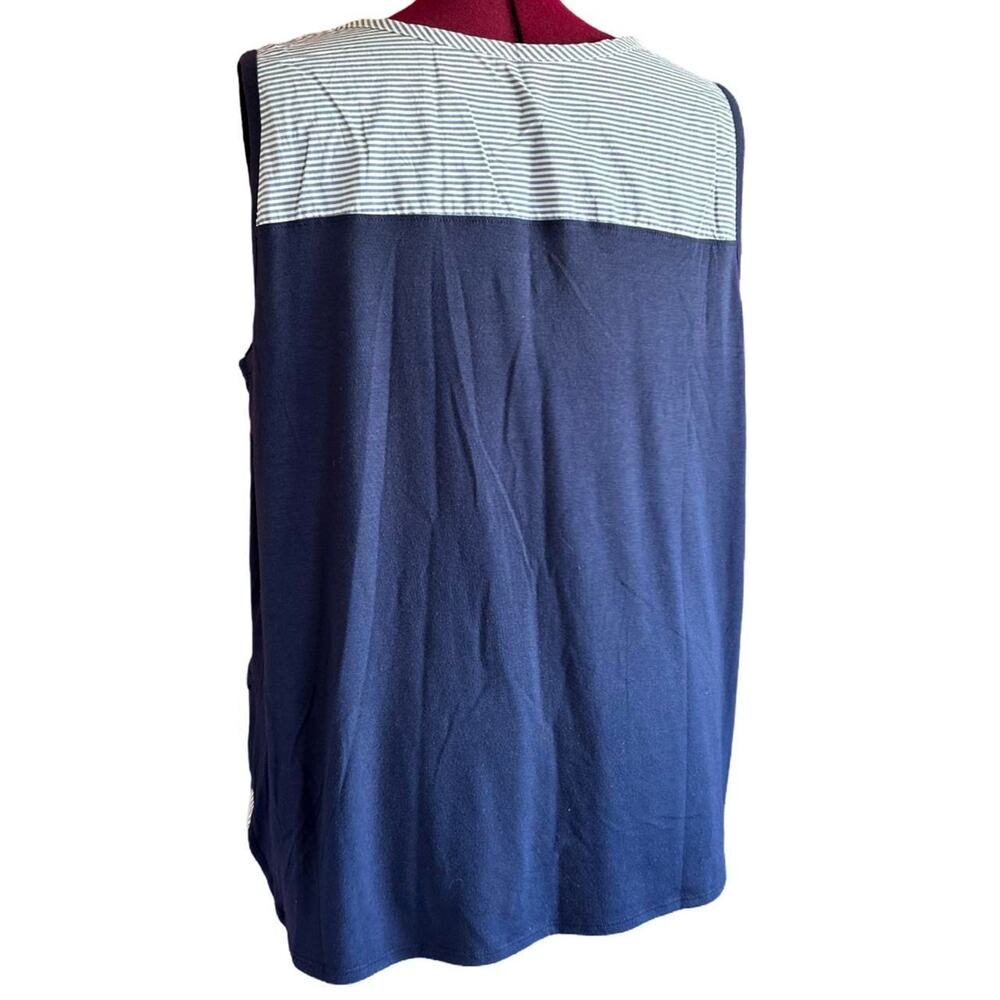 Lane Bryant Top Womens Size 22 Navy White Nautical Fisherman Coastal Summer Sun - Picture 5 of 7